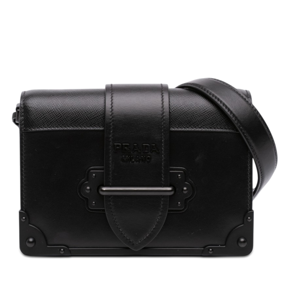 Pre-Loved Prada Saffiano Trimmed City Calf Cahier Crossbody